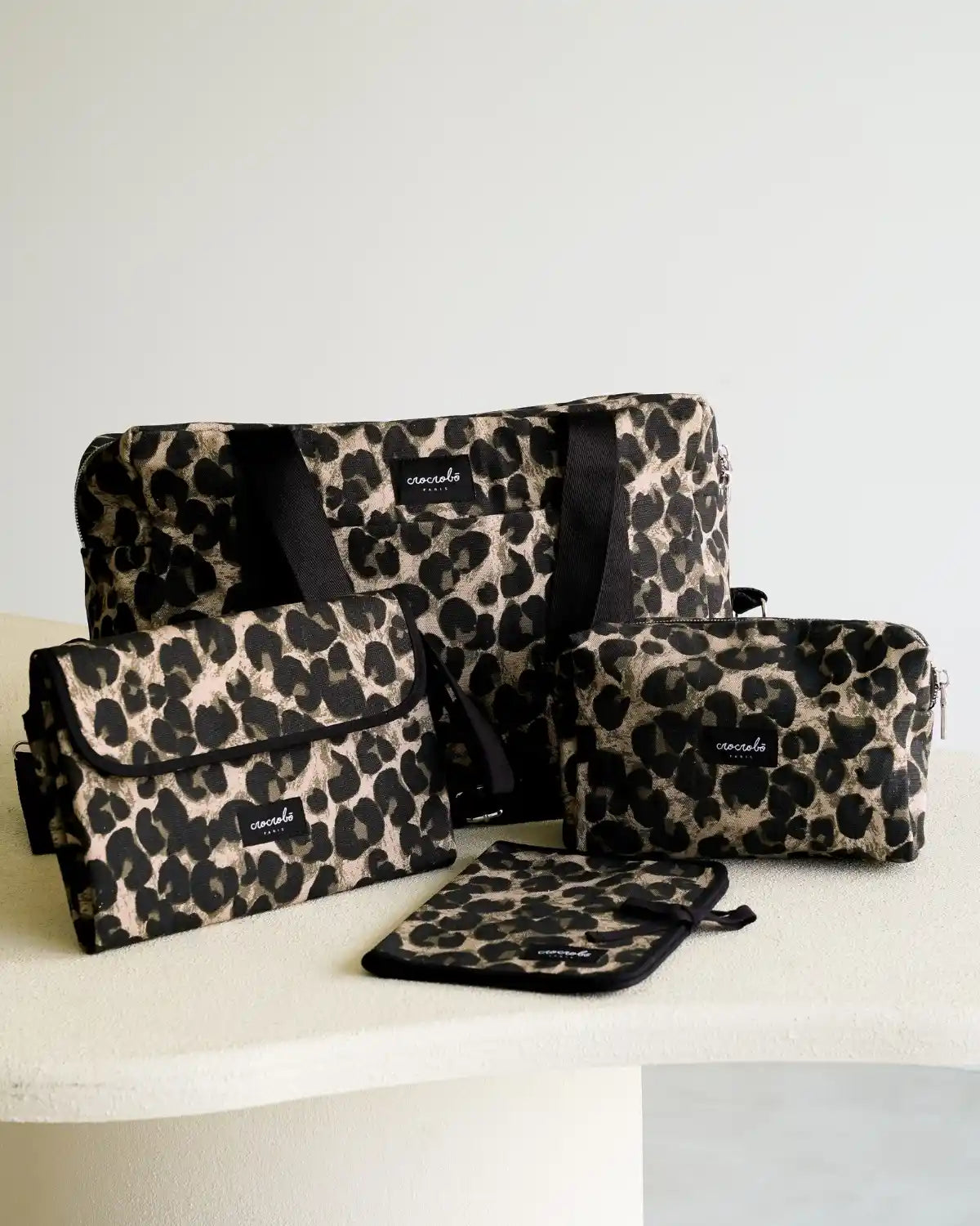 Pack naissance sac Noah et accessoires léopard beige