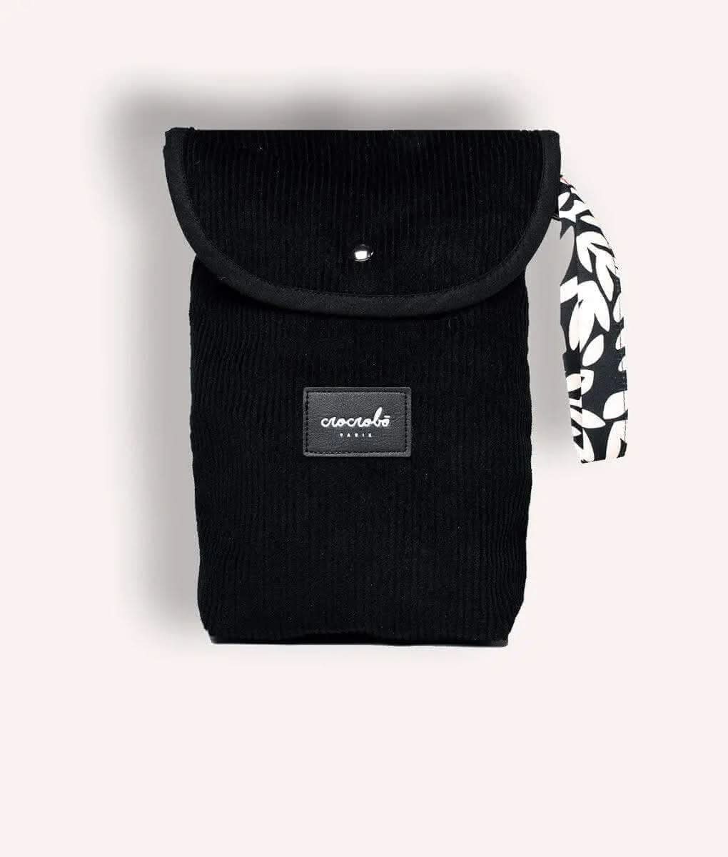 Pochette à couches lessivable Lison - Velours noir - Crocrobo Paris