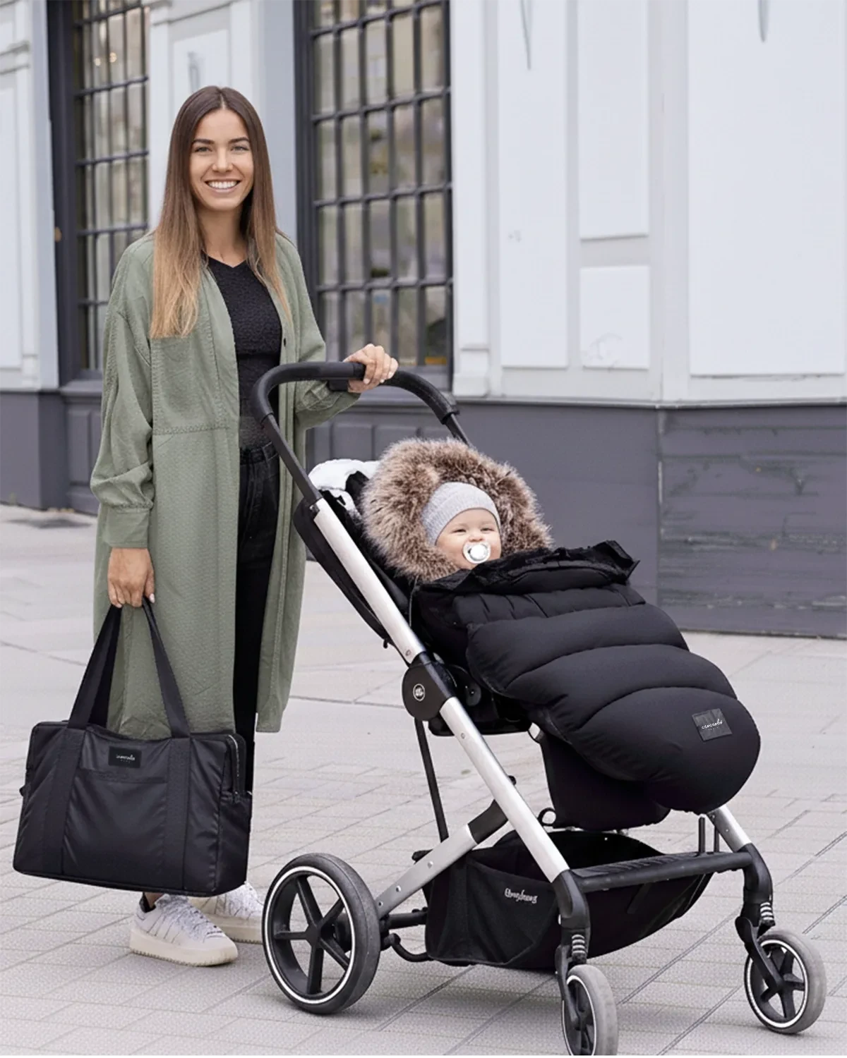 Pack hiver : chancelière & sac à langer waterproof noir 