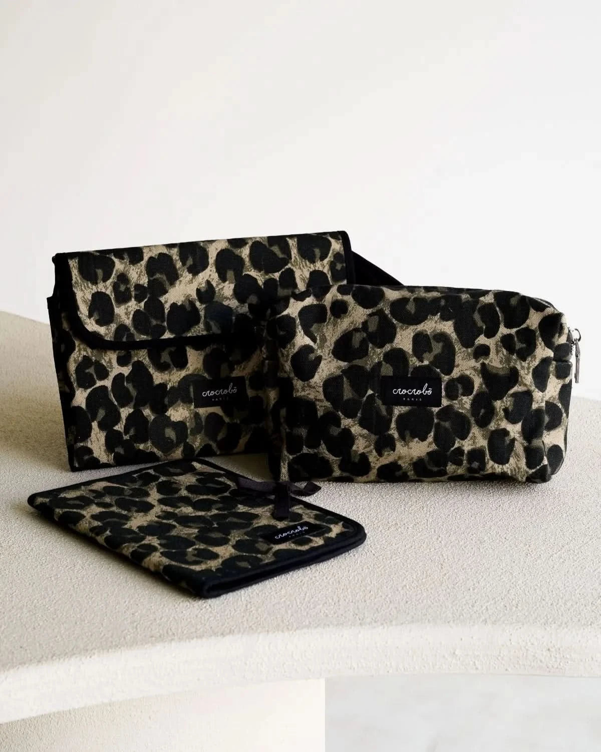 Pack trio accessoires pour sac à langer Noah - Léopard beige 