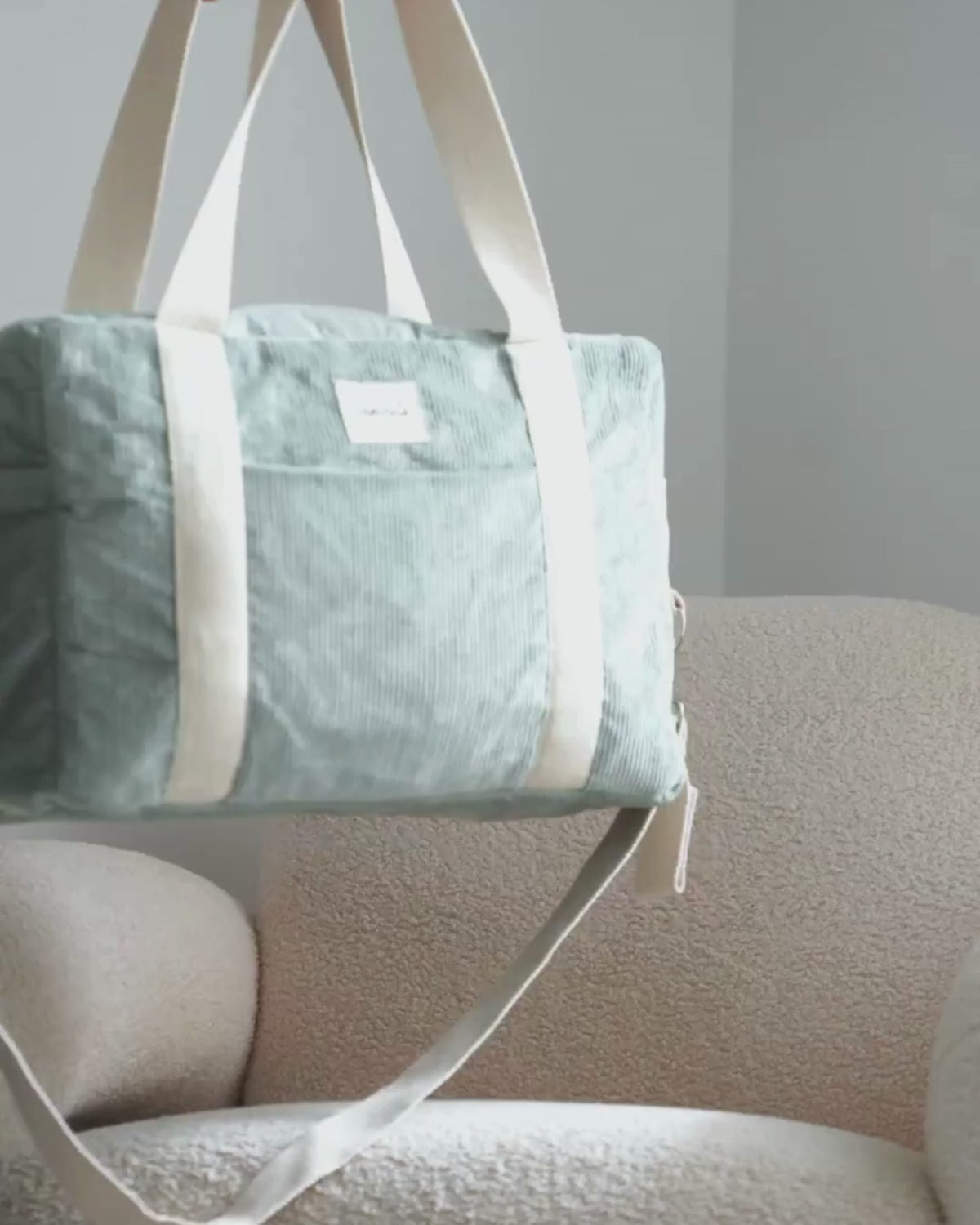 Sac à langer bébé velours côtelé sauge Noah