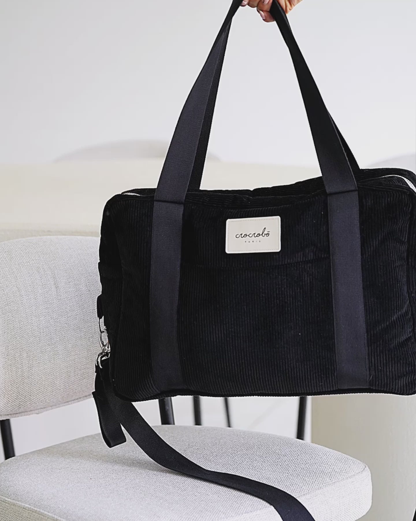 Sac à langer bébé velours côtelé noir Noah